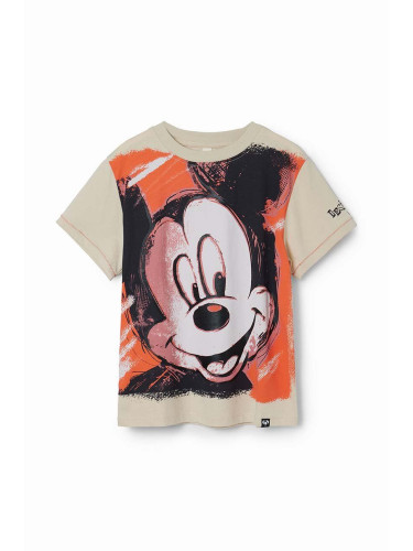 Детска памучна тениска Desigual x Mickey в бяло с принт