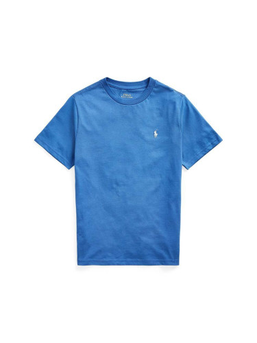 Детска памучна тениска Polo Ralph Lauren в синьо с изчистен дизайн