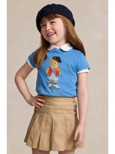 Детска памучна тениска Polo Ralph Lauren в синьо