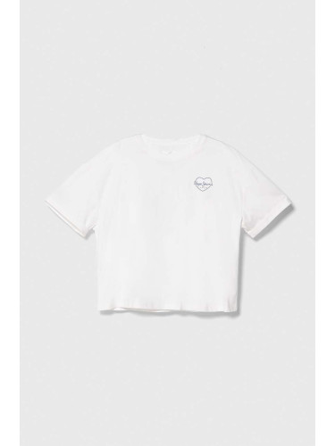 Детска памучна тениска Pepe Jeans NICKY в бяло