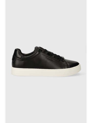 Кожени маратонки Calvin Klein CLEAN CUPSOLE LACE UP в черно HW0HW01863