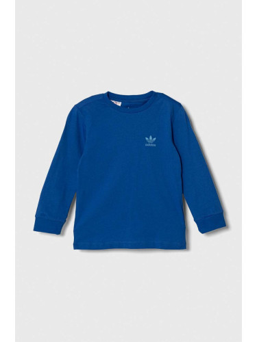 Детска блуза с дълги ръкави adidas Originals в синьо с изчистен дизайн