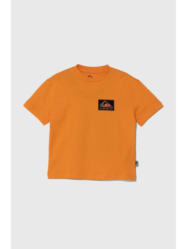 Детска памучна тениска Quiksilver BACKFLASHSSYTH в оранжево с принт