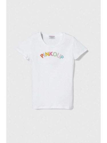 Детска памучна тениска Pinko Up в бяло