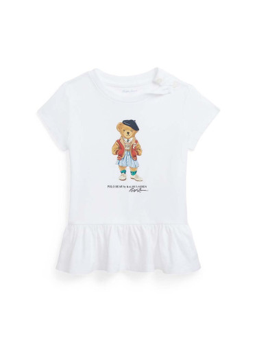 Бебешка памучна тениска Polo Ralph Lauren в бяло