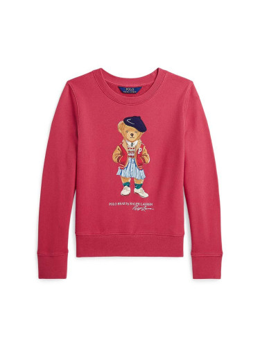 Детски суичър Polo Ralph Lauren в червено с принт