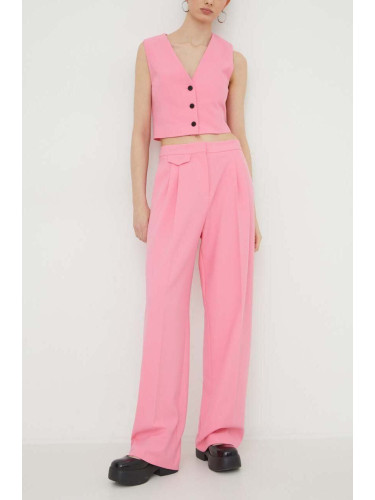 Панталон HUGO в розово със стандартна кройка, с висока талия 50508637