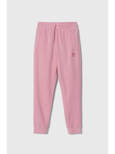 Детски спортен панталон adidas Originals в розово с изчистен дизайн