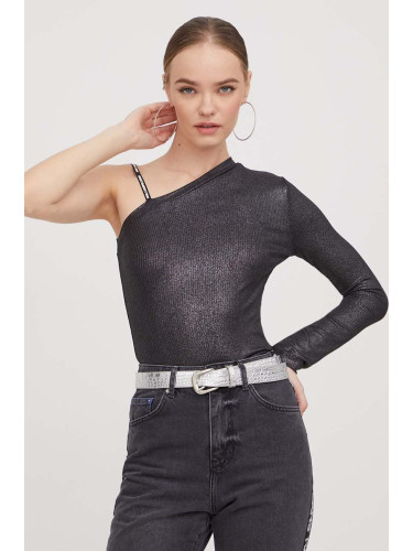 Блуза Karl Lagerfeld Jeans в сиво с изчистен дизайн