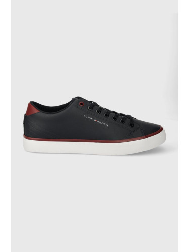 Кожени кецове Tommy Hilfiger TH HI VULC CORE LOW LEATHER ESS в тъмносиньо FM0FM05041