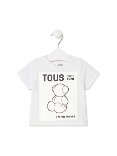 Детска памучна тениска Tous в бяло с принт
