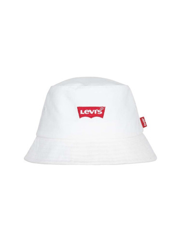 Детска памучна капела Levi's LAN LEVIS BATWING BUCKET CAP в бежово от памук