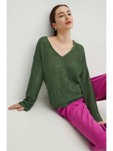 Пуловер Medicine дамски в зелено от топла материя