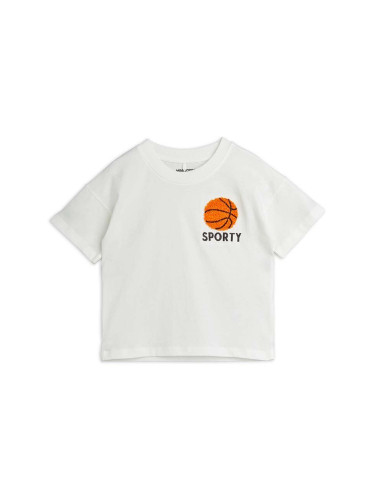 Детска памучна тениска Mini Rodini Basketball в бяло с десен 0