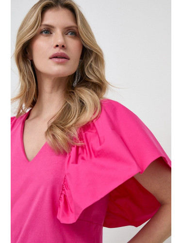 Памучна блуза Karl Lagerfeld в розово с изчистен дизайн
