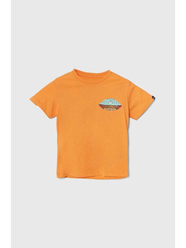 Детска памучна тениска Quiksilver TROPICALFADEBOY в оранжево с принт