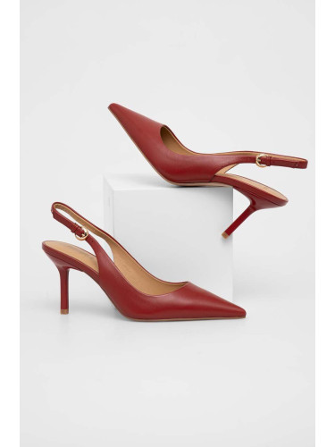 Кожени обувки с тънък ток Answear Lab в червено