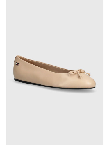 Кожени балеринки Tommy Hilfiger ESSENTIAL CHIC BALLERINA в бежово  FW0FW08059