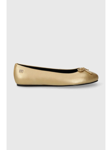 Кожени балеринки Tommy Hilfiger ESSENTIAL GOLDEN BALLERINA в златисто  FW0FW07865