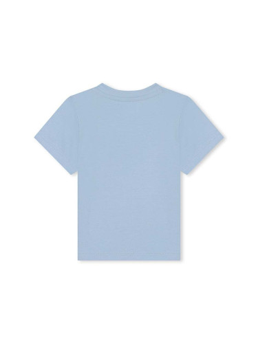 Детска памучна тениска BOSS в синьо с принт