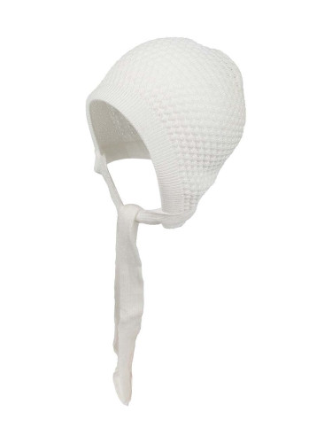 Бебешка шапка Jamiks LIV в бяло с фина плетка
