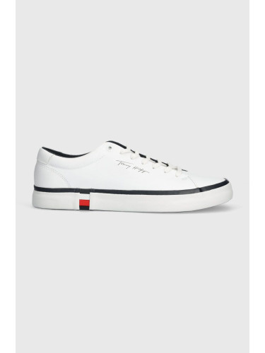 Кожени маратонки Tommy Hilfiger MODERN VULC CORPORATE LEATHER в бяло FM0FM04922