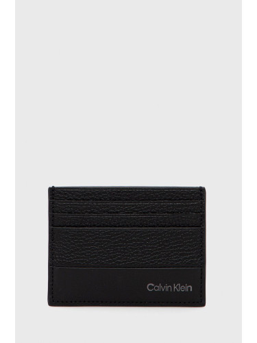 Кожен калъф за карти Calvin Klein мъжки в черно K50K509178