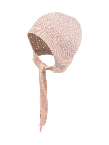Бебешка шапка Jamiks LIV в розово с фина плетка