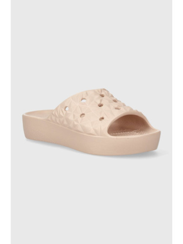 Чехли Crocs Classic Platform Geometric Slide в розово с платформа 209564