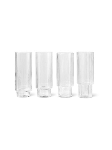 Комплект чаши ferm LIVING Ripple Long Drink Glasses (4 броя)