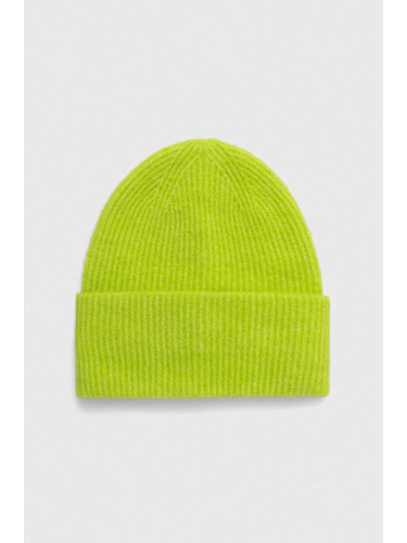 Вълнена шапка Samsoe NOR в зелено от вълна F16407300