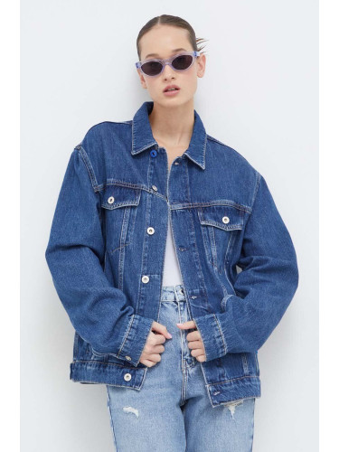 Дънково яке Karl Lagerfeld Jeans в синьо преходен модел с уголемена кройка