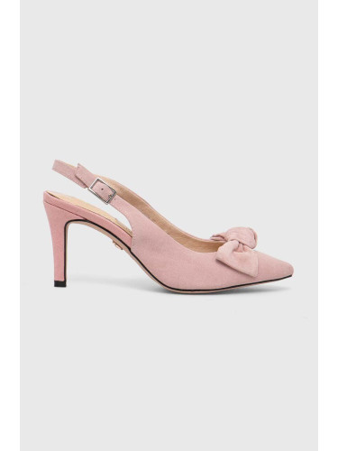 Велурени обувки с тънък ток Answear Lab в розово
