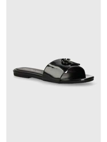 Чехли Calvin Klein Jeans FLAT SANDAL SLIDE MG MET в черно YW0YW01348