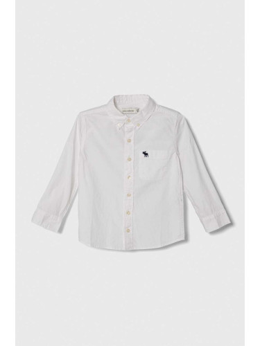 Детска памучна риза Abercrombie & Fitch в бяло