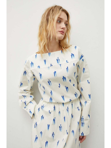 Памучна блуза Lovechild дамска в бежово с десен 24-2-701-2031