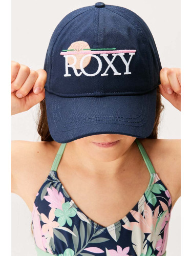 Детска памучна шапка с козирка Roxy BLONDIE GIRL в тъмносиньо с апликация