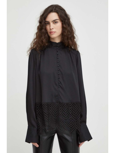 Блуза Bruuns Bazaar в черно с изчистен дизайн