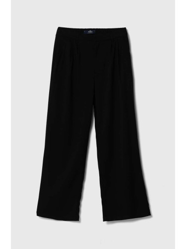 Панталон Hollister Co. в черно с широка каройка, с висока талия