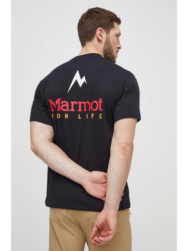 Спортна тениска Marmot Marmot For Life в черно с принт