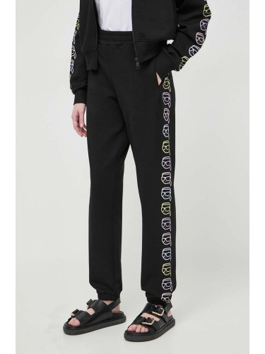 Памучен спортен панталон Karl Lagerfeld в черно с принт