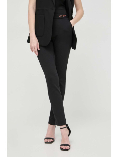 Панталон Karl Lagerfeld в черно с кройка по тялото, с висока талия