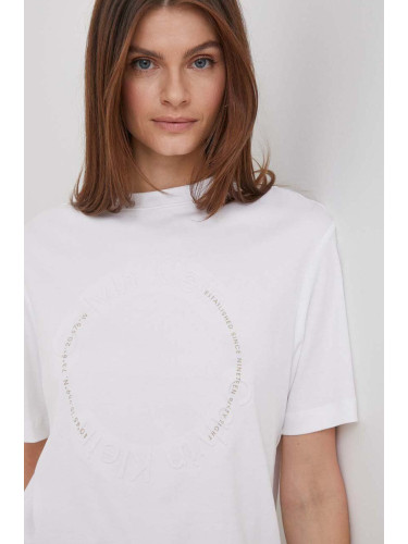 Памучна тениска Calvin Klein в бяло K20K206626