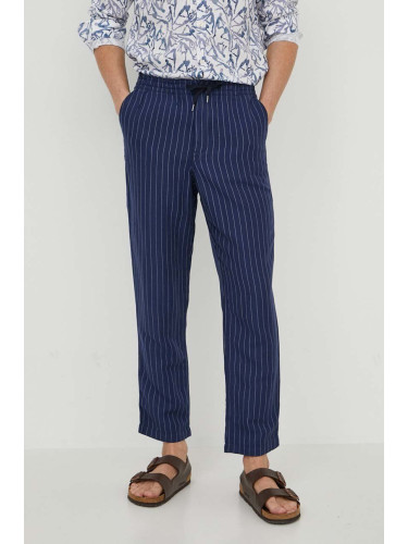 Ленен панталон Polo Ralph Lauren в тъмносиньо със стандартна кройка 710927863