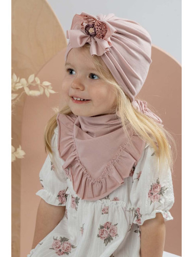 Детска шапка Jamiks ELINNOR в розово с фина плетка