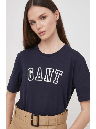 Памучна тениска Gant в тъмносиньо