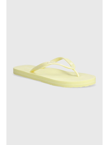 Джапанки Calvin Klein FLIP FLOP DEBOSS LOGO MET в жълто с равна подметка HW0HW02043