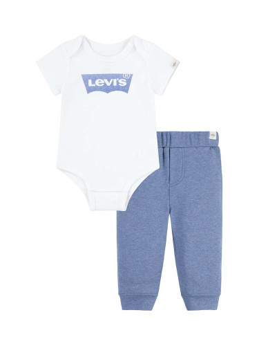 Бебешки памучен комплект Levi's LVN BATWING BODYSUIT SET в синьо