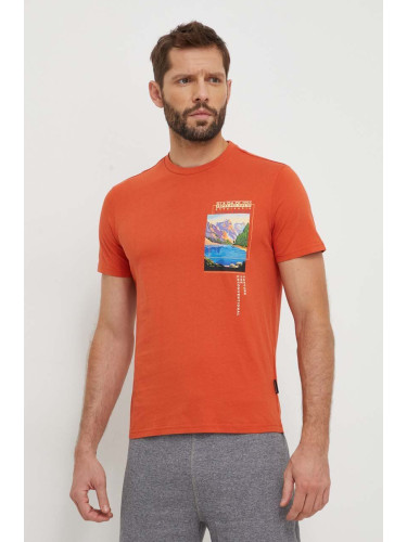 Памучна тениска Napapijri S-Canada в оранжево с принт NP0A4HQMA621