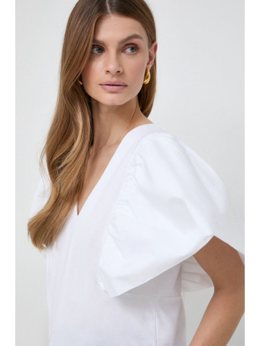 Памучна блуза Karl Lagerfeld в бяло с изчистен дизайн